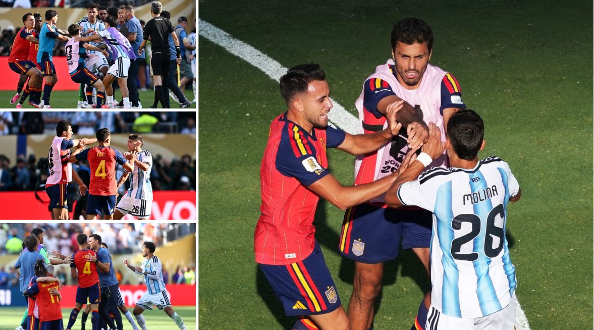 Tempers flare at end of Spain-Argentina final