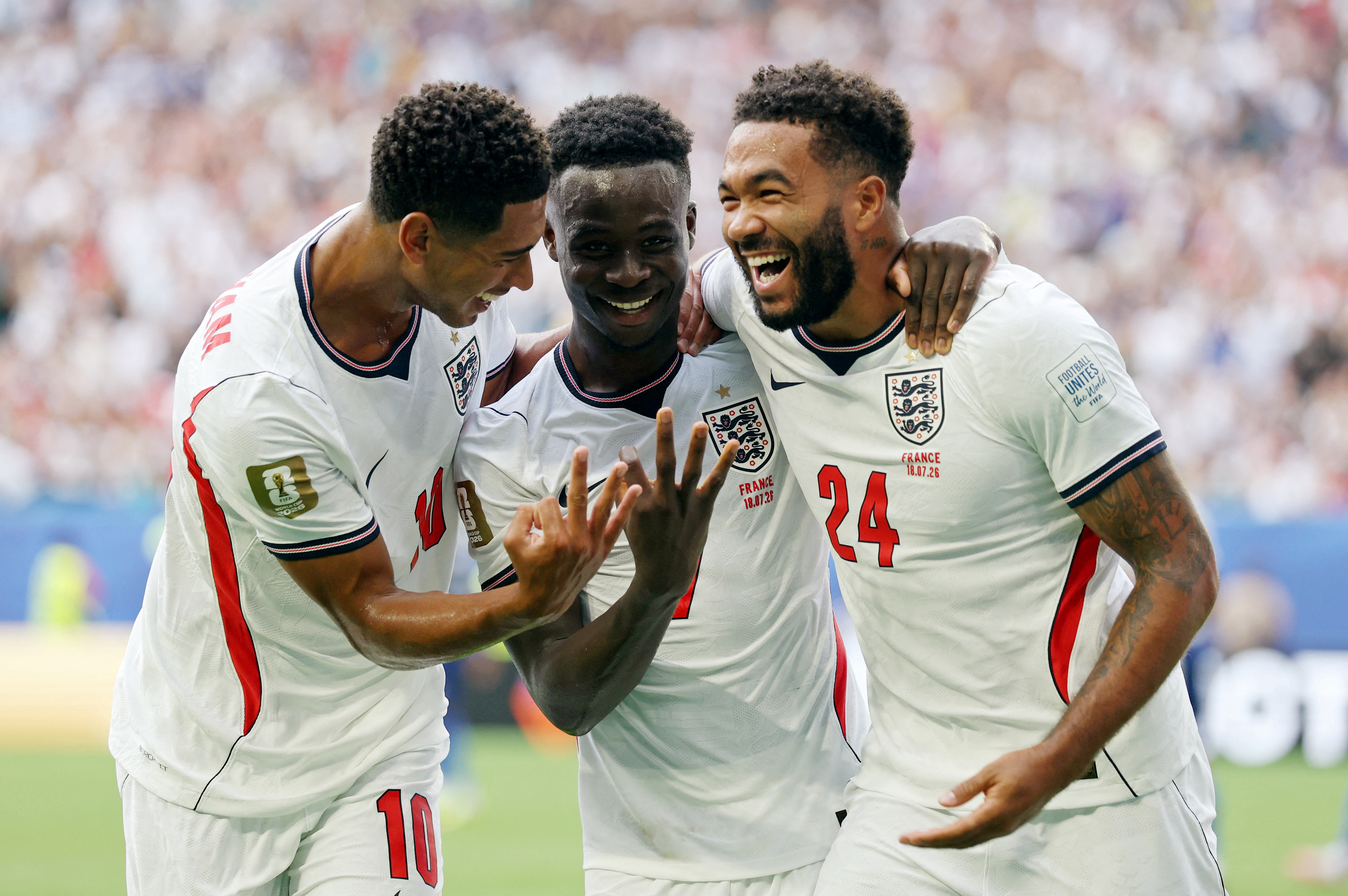 Saka hattrick seals third place for England in 10-goal thriller