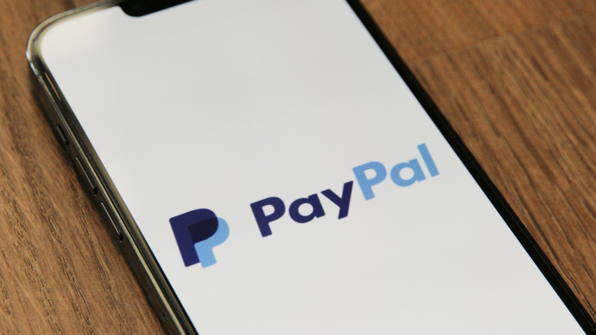 PayPal logo over phone