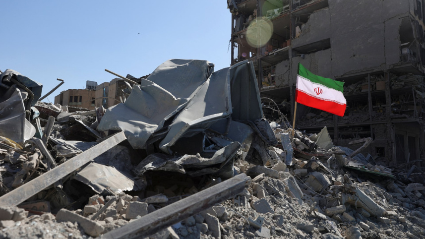 Ruins of Iranian police station after Israeli bombardment