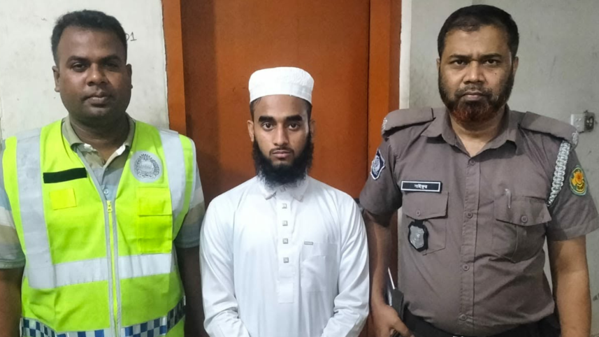 Shihab Hossain, 19, was arrested from Bera upazila in Pabna last night. Photo: Collected from police