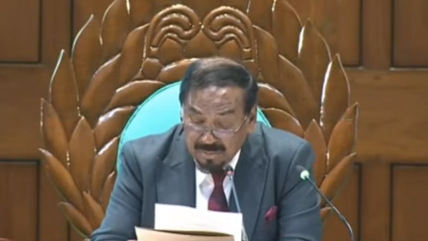 On the opening day of the second session today, Speaker Hafiz Uddin Ahmad placed the motion, which was adopted by the House. Photo: Screengrab