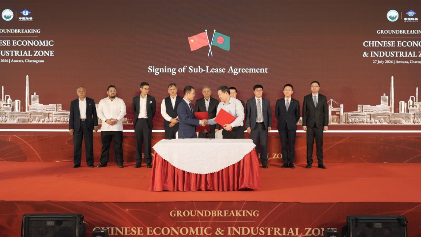 The groundbreaking ceremony for the China Economic and Industrial Zone (CEIZ) in Chattogram's Anwara was held Monday.