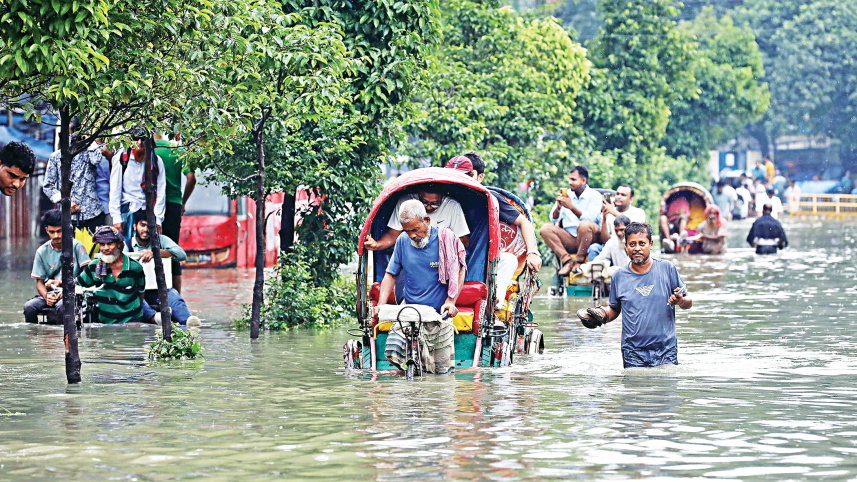 Dhaka flood situation during monsoon 2026