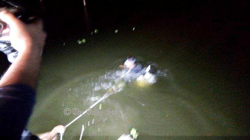 Law enforcers recover a huge cache of firearms from a canal at Sector-16.