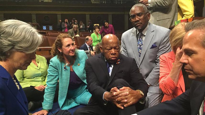 US Democrats staged a rare sit-in Wednesday in the House of Representatives, demanding that the Republican-led body vote on gun-control legislation following the Orlando nightclub massacre. 