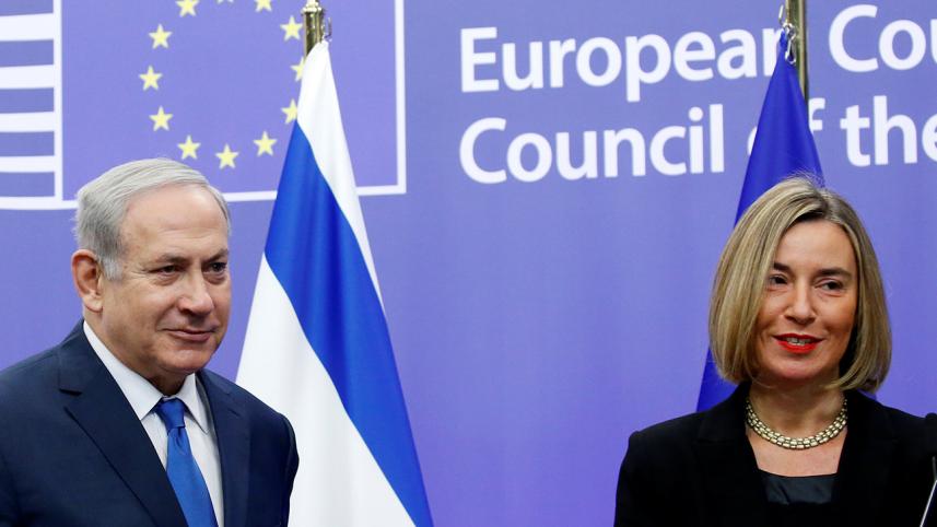 Israel's Prime Minister Benjamin Netanyahu and European Union foreign policy chief Federica Mogherini