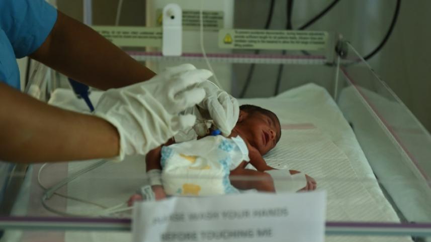malnourished newborn Indian baby, 