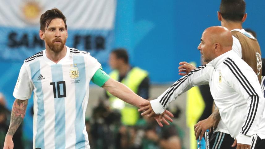 Lionel Messi and Argentina coach Jorge Sampaoli
