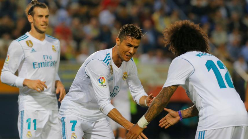 Cristiano Ronaldo,Marcelo and Gareth Bale during the match against Villarreal. Photo: AFP