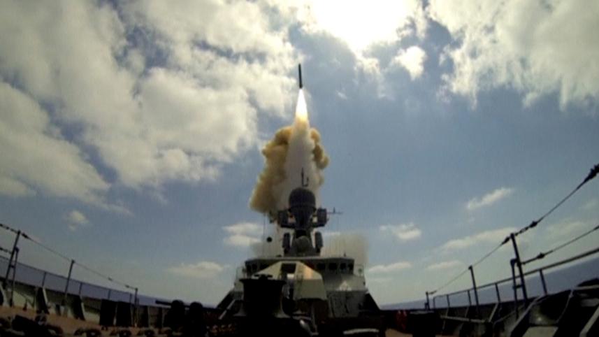 Russian,warships, Mediterranean Sea,fired,cruise missiles, Aleppo, Moscow,broadening,military effort,Syria,days after it bombing,missions,airbase,Iran