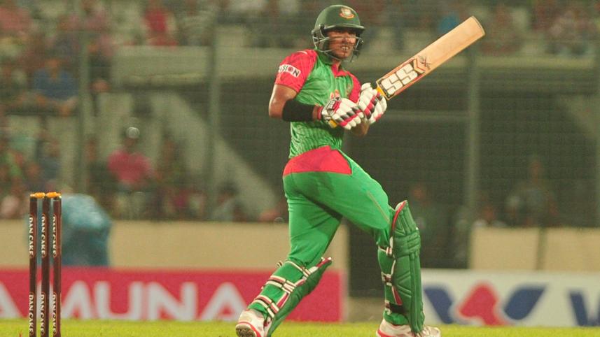 Bangladesh opener Soumya Sarkar pulls a delivery during his unbeaten 127-run innings against Pakistan in the third ODI at Mirpur on Wednesday. Photo: Firoz Ahmed