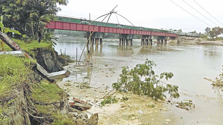 Tangail rail bridge at risk 