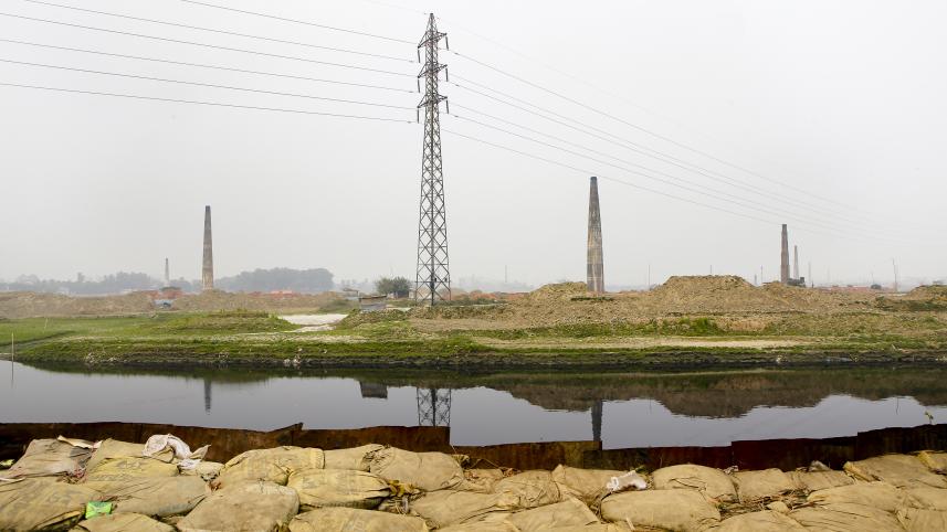 River being occupied by construction