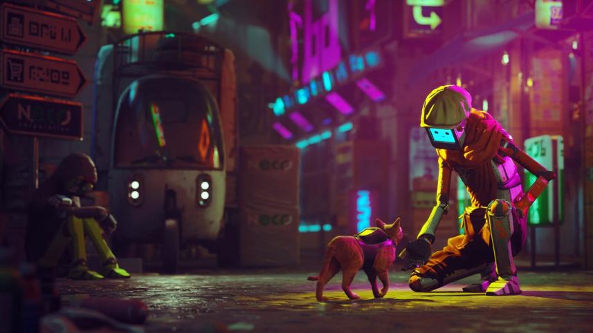 A scene from the game Stray