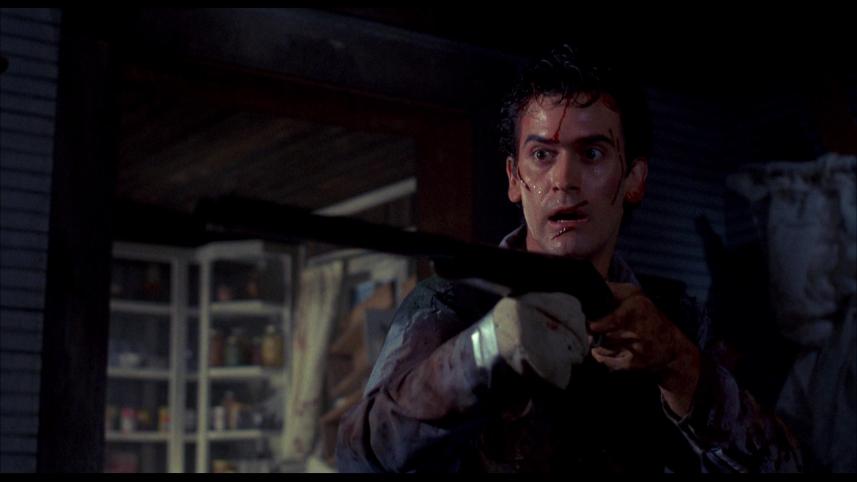 A screenshot from the movie "Evil Dead"