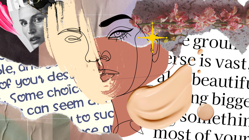 An illustration of a being being covered with foundation of a lighter shade.