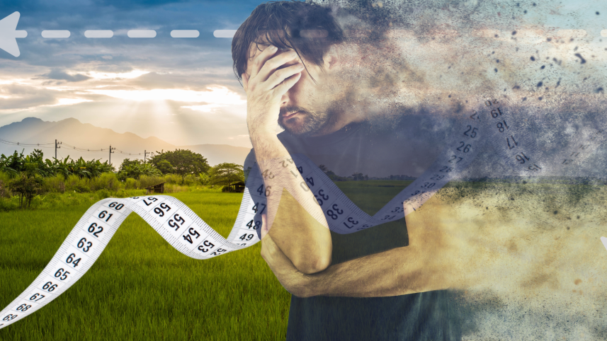 A man stressed about land measurement