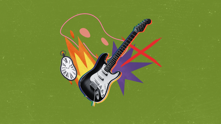 Collage representing musician burnout.