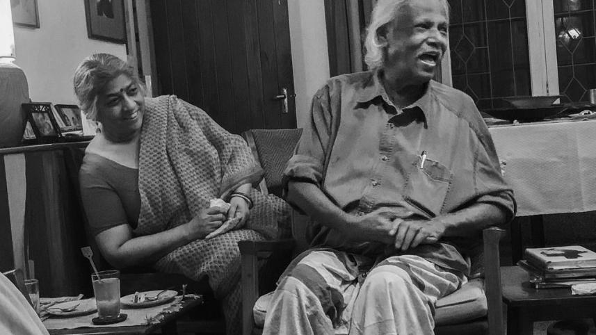 Shireen Huq and Zafrullah Chowdhury at their home in Dhanmondi.