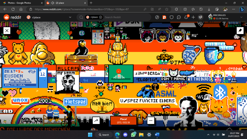 The final canvas of r/place with Bangladesh in it.