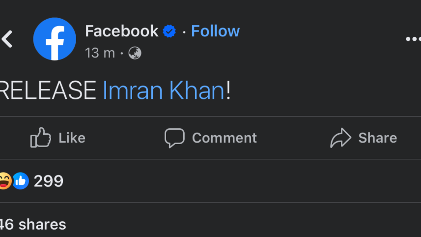 Facebook's now deleted post that wants Pakistan's opposition leader Imran Khan released.
