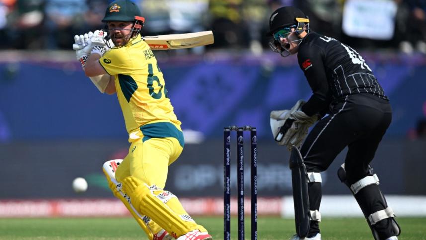 Australia's Travis Head plays a shot.