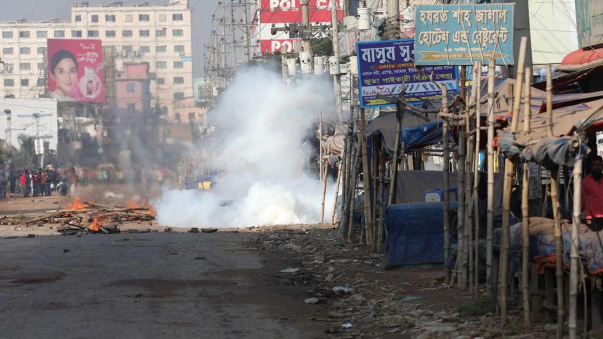 RMG workers’ demo: Police use tear gas shells, water cannons to disperse protesters