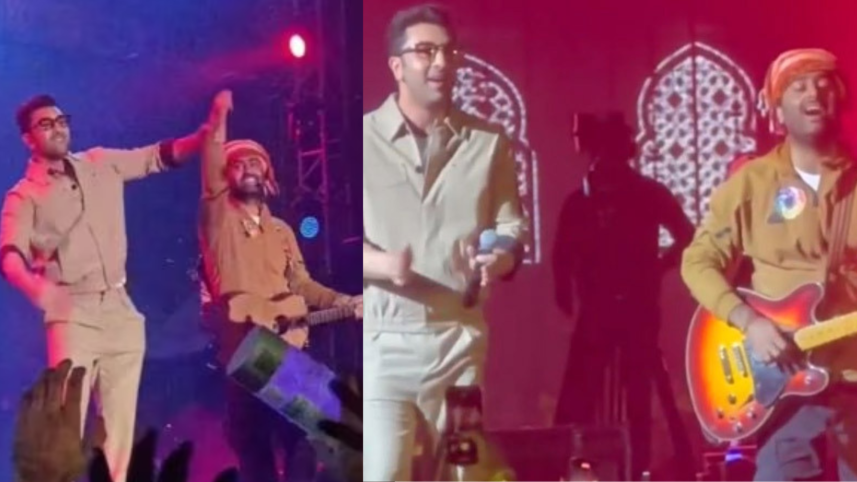 Ranbir Kapoor shows respect to Arijit Singh at concert, dances to ‘Channa Mereya’ 