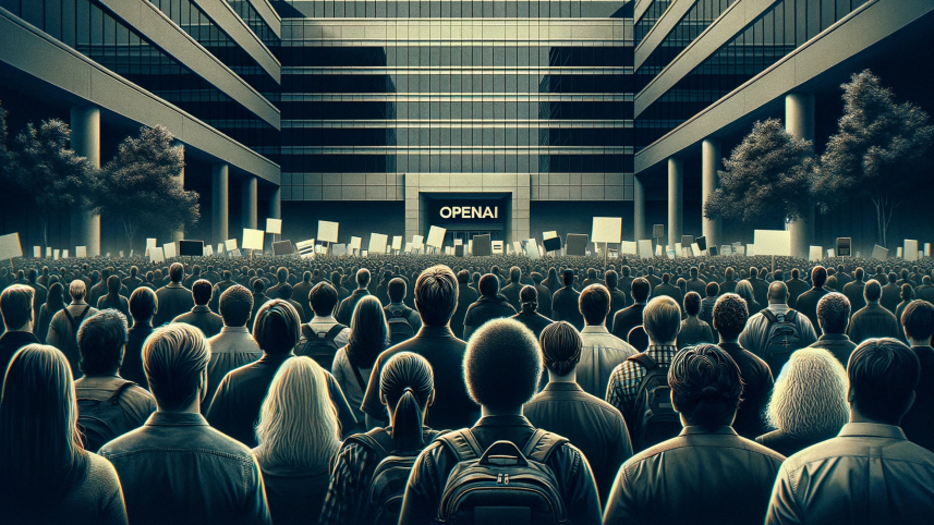 OpenAI staff threaten to quit unless the board resigns. Image: Tech & Startup/Dall-E