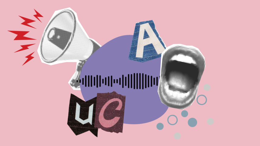 Collage representing public speaking.