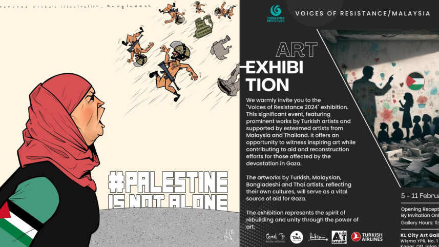 Bangladeshi artists contribute to ‘Voices of Resistance 2024’ exhibition, aiding Gaza