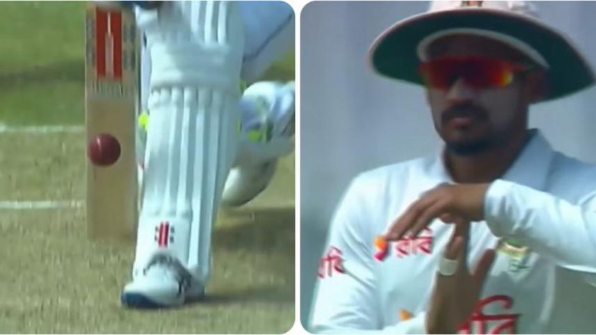 Captain Shanto goes for bizarre review after ball hits middle of Mendis’ bat