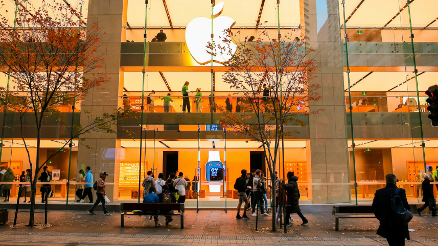 Apple logo on store