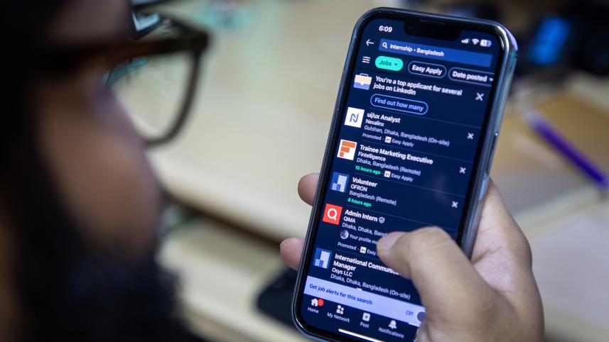 Person using LinkedIn on their phone