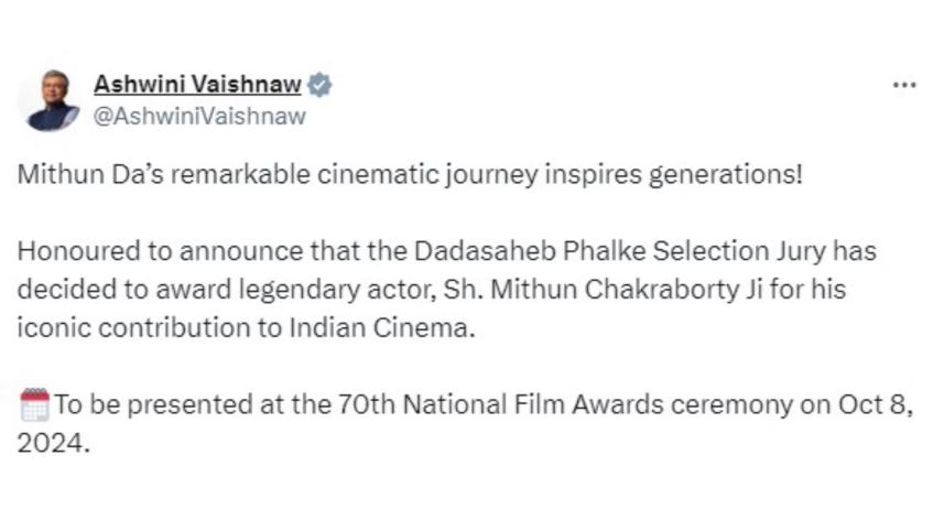 Mithun Chakraborty to be honoured with Dadasaheb Phalke Award