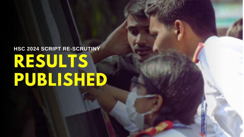 Image of students checking their results with graphic imposed on top 