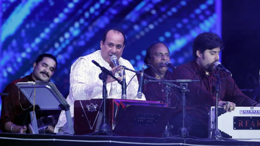 Rahat Fateh Ali Khan and son Shazmaan live performance Dhaka