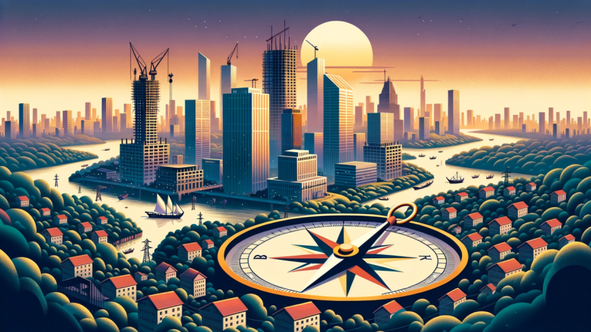 dalle_2023-10-19_18.00.12_-_landscape_illustration_of_a_bangladeshi_city_skyline_at_dusk._some_buildings_are_under_construction_representing_ongoing_projects_despite_challenges.png
