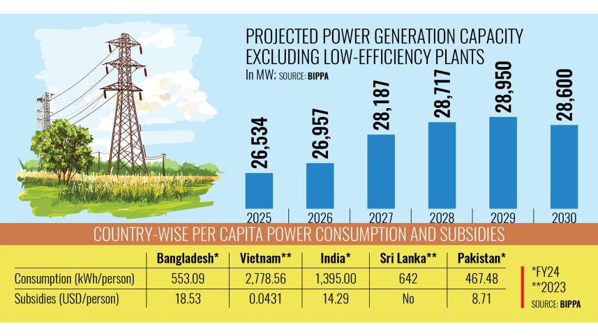 Projected Power Generation Capacity Excluding Low-Efficiency Plants