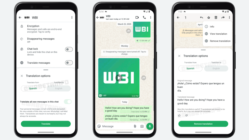 WhatsApp translation preview