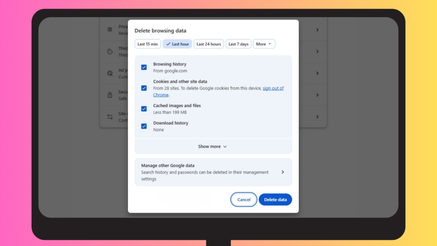 How to delete browser data