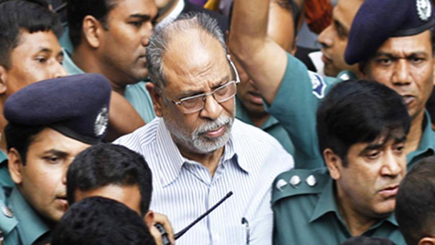 This November 25 photo shows police escorting Abdul Latif Siddique to a Dhaka court around 40 minutes after his surrender at Dhanmondi Police Station.