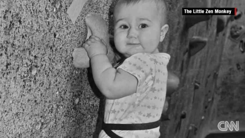 Rock-climbing baby scales walls before she can walk