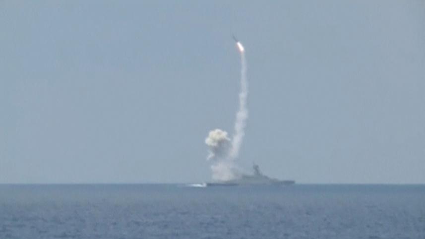Russian,warships, Mediterranean Sea,fired,cruise missiles, Aleppo, Moscow,broadening,military effort,Syria,days after it bombing,missions,airbase,Iran