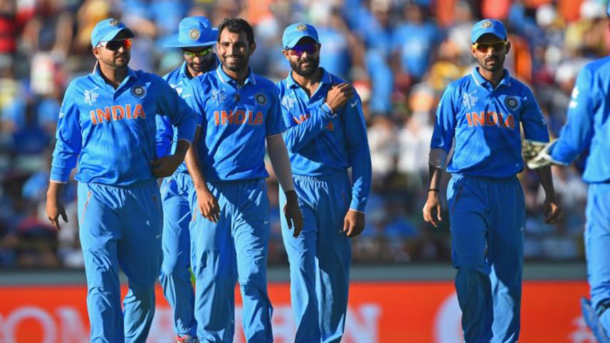 Mohammad Shami celebrates