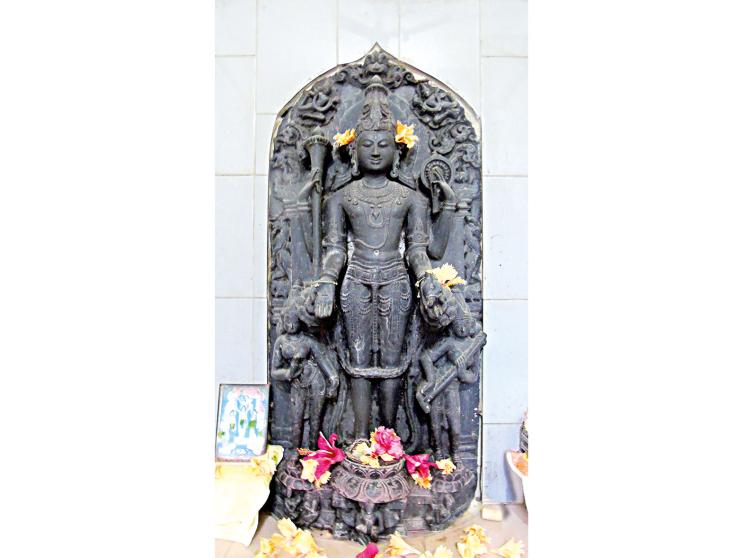 The Vishnu statue of the Basudev temple in the Kalikaccha union’s Nandipara, Sarail.