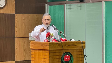 Chief Election Commissioner AMM Nasir Uddin speaks at a programme today at the Election Training Institute (ETI) in Dhaka's Agargaon. Photo: Ahmed Deepto