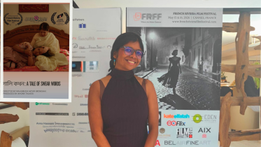 Mahamuda Aktar Monisha with her short film "Gali Kothon" at Cannes