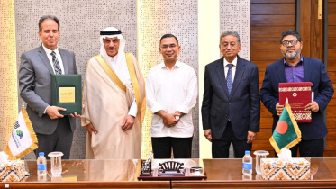 The agreement was signed today at the Secretariat in the presence of Prime Minister Tarique Rahman and Muhammad Sulaiman Al Jasser, chairman of the Islamic Development Bank Group. Photo: PMO